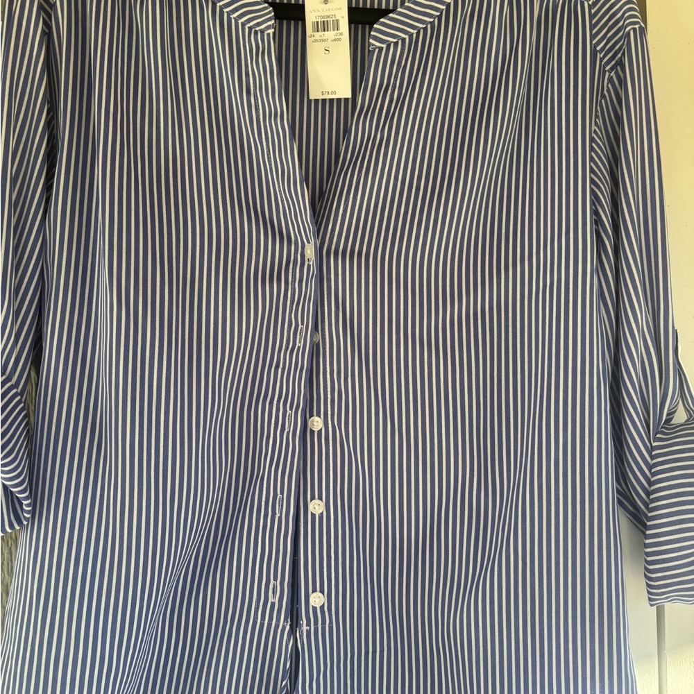 Ann Taylor Navy and White Striped